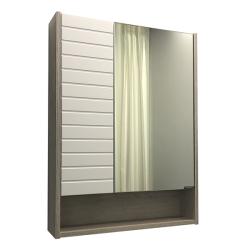 Зеркальный шкаф Comforty Клеон 60, 60х80х13,5 см, подвесной, цвет белый/дуб дымчатый, зеркало, с 2 распашными дверцами/полки, механизм плавного закрывания, прямоугольный