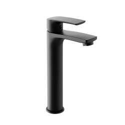 Смеситель для раковины/умывальника Damixa Eclipse 2.0 высокий, однорычажный, неповоротный, керамический, длина излива 102 мм, латунь, цвет черный