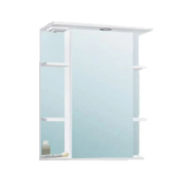 Зеркальный шкаф GRADEONIKA "Арфа 600", 60х15х70 см, без подсветки, подвесной, цвет белый, зеркало, открытые полки, прямоугольный, правый, правосторонний