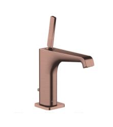 Смеситель для раковины/умывальника Axor Citterio E 130, однорычажный, фиксированный излив, длина излива 14,3 см, керамический, латунь, цвет шлифованное красное золото, со сливным гарнитуром