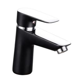 Смеситель для раковины/умывальника VIEIR, однорычажный, неповоротный, керамический, длина излива 120 мм, латунь, цвет черный/хром