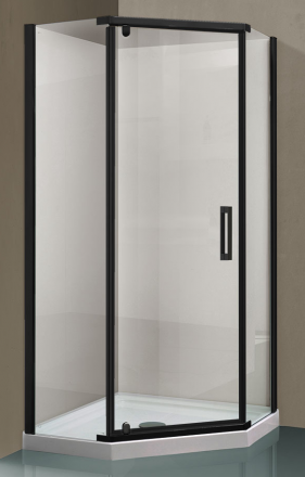 Душевое ограждение Vincea Stresa  100х100х195 см, прозрачное стекло, профиль черный, левое/правое, пятиугольное/угловое, дверь распашная