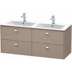 Тумба под раковину Duravit Brioso, 129х47,9x55,3 см, подвесная, 4 выдвижных ящика, ДСП, цвет: лен/хром, шкафчик навесной, механизм доводчика, прямоугольная, правая/левая, в ванную комнату