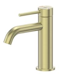 Смеситель для раковины/умывальника ABBER Wasser Kreis 316 однорычажный, неповоротный, керамический, длина излива 120 мм, нержавеющая сталь, цвет золото брашированное