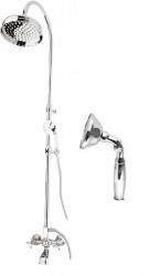 Душевая система Cezares Golf, высота 893-1293 мм, цвет хром, комплект: двухвентильный смеситель/излив/тропический душ (с верхней лейкой)/стойка/лейка/шланг, наружного монтажа