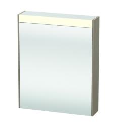 Зеркальный шкаф Duravit Brioso, 62х76х14,8 см, подвесной, цвет: лен, зеркало с подсветкой LED/ЛЭД, выключатель/розетка, с 1 распашной дверцей/одностворчатый, 2 стеклянные полки, прямоугольный, правый