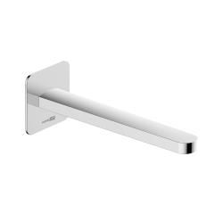 Излив WasserKRAFT Weida, для ванны, настенный, латунь, цвет: хром, с аэратором, l-образный, длина излива 233 мм, встраиваемый/встроенный, для смесителя/ванны/ванной/душевой, без смесителя, фиксированный