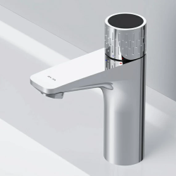 Смеситель для раковины/умывальника AM.PM Gem с индикацией температуры, излив 99 мм, неповоротный, прогрессивный картридж, латунь, цвет хром