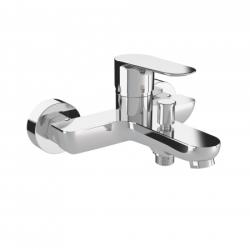 Смеситель для ванны/душа Azario LEYA однорычажный, керамический картридж, настенный, излив короткий, неповоротный, длина излива 185 мм, латунь, цвет хром