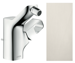 Смеситель для биде Axor Urquiola однорычажный, керамический, фиксированный излив, длина 10,4 см, латунь, цвет под сталь, без шланга/лейки, с донным клапаном
