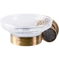 Мыльница настенная Boheme Royal Cristal Black, цвет: бронза, латунь/сталь/стекло, округлая, для душа/ванны/мыла, в ванную комнату