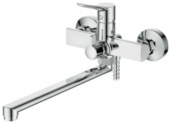 Смеситель для ванны/душа LEDEME настенный, однорычажный, поворотный, латунный, длина излива 300 мм, латунь, цвет хром