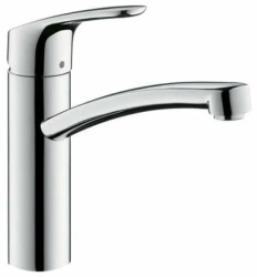 Смеситель для кухни/мойки Hansgrohe Focus M41, 160 CoolStart, EcoSmart 1jet, однорычажный, керамический, с поворотным изливом, длина 22 см, латунь, цвет хром, кухонный, хромированный