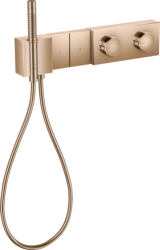 Смеситель для душа Axor Edge 470/100, термостатический, скрытого монтажа, 2 потребителя, настенный, без излива, с держателем/шлангом для душа/лейкой, прямоугольный, латунный, цвет полированное красное золото, с термостатом