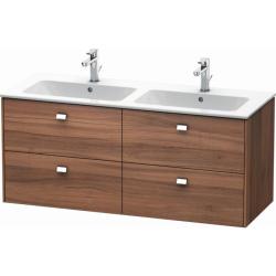 Тумба под раковину Duravit Brioso, 129х47,9x55,3 см, подвесная, 4 выдвижных ящика, ДСП, цвет: орех матовый/хром, шкафчик навесной, механизм доводчика, прямоугольная, правая/левая, в ванную комнату