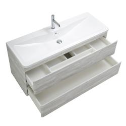 Тумба под раковину BelBagno Albano 120, 120х45х53 см, подвесная, 2 выкатных ящика, МДФ, цвет: белый винтажный дуб, шкафчик навесной, механизм доводчика, прямоугольная
