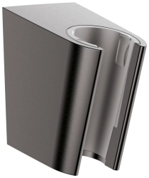 Держатель для душевой лейки Hansgrohe Porter S, настенный, пластиковый для душа/ванной/душевой кабины, цвет шлифованный черный хром, на стенку