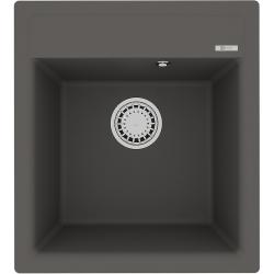 Мойка кухонная Lemark HANKA 450, 50х45х19,7 см, врезная, кварцгранит, прямоугольная, цвет серый шелк, без отверстия под смеситель, без крыла, слив-перелив, врезная в столещницу, для кухни