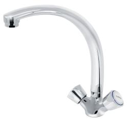 Смеситель для кухни/мойки Варион БЕТА излив MAXI, двухвентильный, поворотный, кран-буксы, длина излива 210 мм, латунь, цвет хром