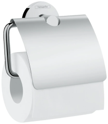 Держатель для туалетной бумаги Hansgrohe Logis Universal, с крышкой, настенный, латунный, форма округлая, для туалетной бумаги, в ванную/туалет, цвет хром, к стене