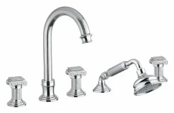 Смеситель для ванны/душа Cezares Olimp, на борт ванны, двухвентильный, неповоротный, длина 155 мм, керамический, латунь, цвет хром