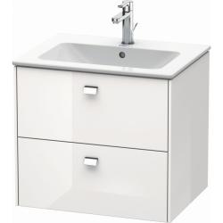 Тумба под раковину Duravit Brioso, 62х47,9х55,5 см, подвесная, 2 выдвижных ящика, ДСП, цвет: белый глянец/хром, шкафчик навесной, механизм доводчика, прямоугольная, правая/левая, в ванную комнату