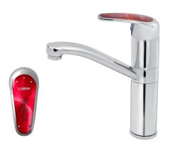 Смеситель для кухни/мойки Варион KARAT Красный, однорычажный, поворотный, керамический, длина излива 155 мм, латунь, цвет хром