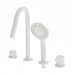 Смеситель для ванны/душа Cezares Leaf, на борт ванны, однорычажный, неповоротный, длина 163 мм, керамический, латунь, цвет белый матовый