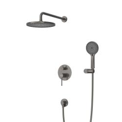 Душевая система Cezares Relax встраиваемая, цвет оружейная сталь, комплект: однорычажный, смеситель/тропический душ (с верхней лейкой)/лейка/шланг, встраиваемый (скрытый) монтаж