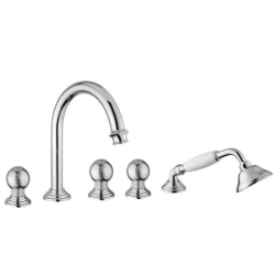 Смеситель для ванны/душа Cezares Aphrodite, на борт ванны, двухвентильный, неповоротный, длина 155 мм, керамический, латунь, цвет хром