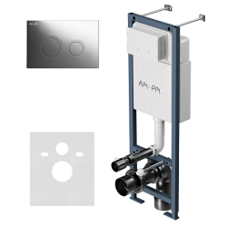 Инсталляция AM.PM ErgoFit с механической клавишей ErgoFit L цвет хром (клавиша смыва, двойного слива), система для подвесного унитаза, со скрытым смывным бачком (бак), комплект