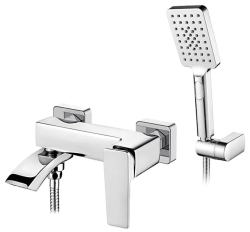 Смеситель для ванны/душа LEDEME настенный, однорычажный, поворотный, латунный, длина излива 144 мм, латунь, цвет хром