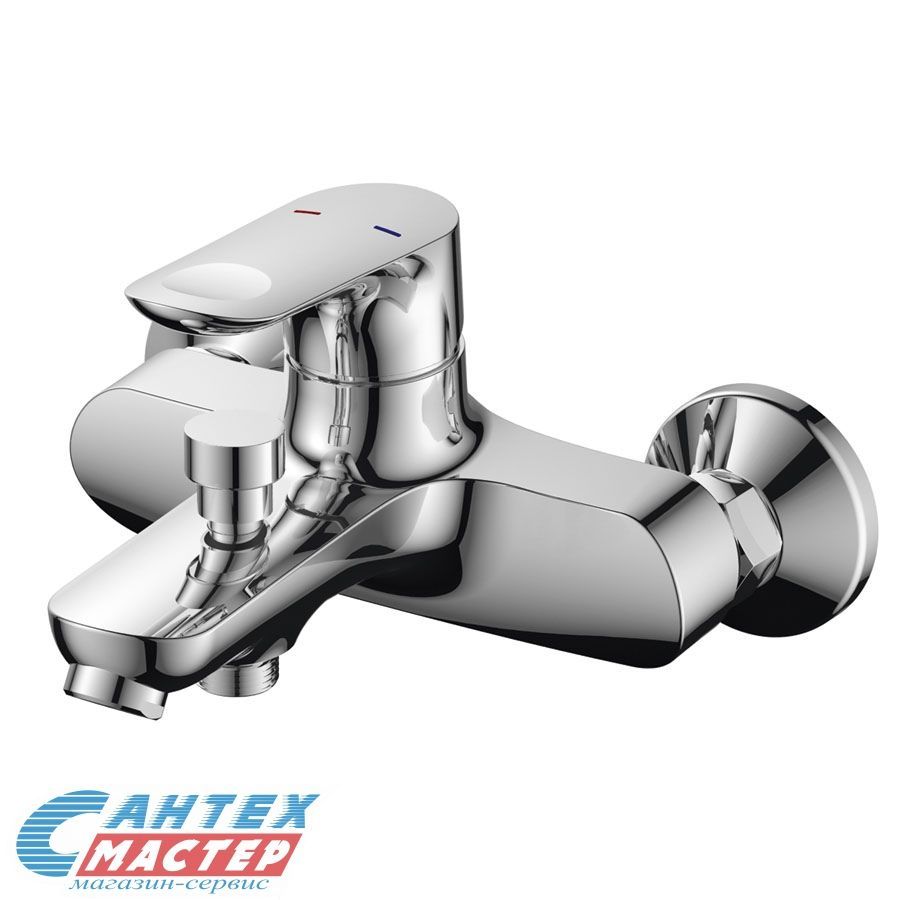 Смеситель для ванны/душа Osgard Hornavan однорычажный, керамический, настенный, излив фиксированный 181 мм, латунь, цвет хром, короткий, универсальный, горизонтальный, рычажный, кран, комплект, сантехника, размер, характеристики, высота, расстояние