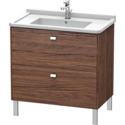 Тумба под раковину Duravit Brioso, 82х46,9х69,3 см, напольная, цвет: орех темный/хром, 2 выдвижных ящика, ДСП, прямоугольная, левая/правая, в ванную комнату