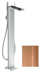 Смеситель для ванны Axor MyEdition напольный, однорычажный, без панели, неповоротный, латунный, длина излива 19,6 см, керамический, цвет полированная медь, с душевым шлангом/держателем/лейкой