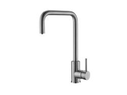 Смеситель для кухни ALVEUS DUAL SAT однорычажный, поворотный, керамический, с высоким изливом, высота излива 25.7 см, латунь, покрытие хром, цвет нержавеющая сталь (SAT), с подключением к фильтру чистой воды