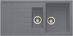 Мойка кухонная Longran Classic, 100х50х20,5 см, две чаши, врезная, искусственный гранит, прямоугольная, цвет крома, без отверстия под смеситель, с крылом, слив-перелив, врезная в столещницу, для кухни