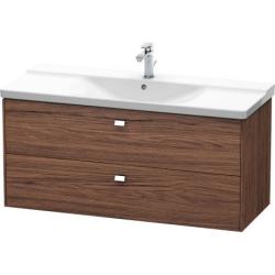 Тумба под раковину Duravit Brioso, 122х47,9х56,1 см, подвесная, 2 выдвижных ящика, ДСП, цвет: орех темный/хром, шкафчик навесной, механизм доводчика, прямоугольная, правая/левая, в ванную комнату