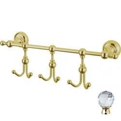 Крючок тройной Cezares APHRODITE, настенный, металл, форма округлая, для полотенец в ванную/туалет/душевую кабину, цвет: золото 24 карат