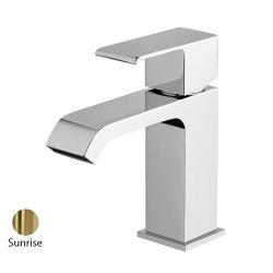 Смеситель для раковины Cezares Porta, однорычажный, низкий, длина излива 103 мм, неповоротный, керамический, латунь, цвет Sunrise, с донным клапаном