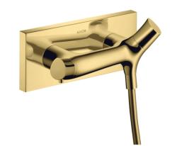 Смеситель для душа Axor Starck Organic, термостатический, внешнего/наружнего монтажа, настенный, без излива/шланга/лейки, прямоугольный, латунный, цвет полированное золото, с термостатом