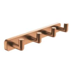 Планка с крючками Raglo R320.054.33, настенная, 4 крючка, латунь, форма округлая, для полотенец/халатов в ванную/туалет/душевую кабину, цвет матовая медь