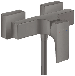 Смеситель для душа Hansgrohe Metropol, однорычажный, керамический, настенный, без излива, без шланга/лейки, латунь, цвет шлифованный черный хром, на 2 отверстия
