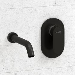 Смеситель для раковины/умывальника WasserKRAFT, встраиваемый, однорычажный, неповоротный, керамический, длина излива 193 мм, латунь, цвет черный матовый