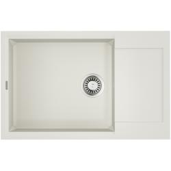 Мойка кухонная Omoikiri Sakaime 78-LB-WH, 50х78 см, врезная, из искусственного гранита (Tetogranit), прямоугольная, цвет белый, без отверстия под смеситель, с крылом, оборачиваемая, слив-перелив, врезная в столещницу, для кухни