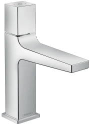 Смеситель для раковины Hansgrohe Metropol 110 одновентильный, фиксированный излив, длина 13,5 см, керамический, латунь, цвет хром, со сливным клапаном Push-Open