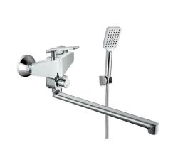 Смеситель для ванны/душа VIEIR, настенный, однорычажный, поворотный, керамический, длина излива 320 мм, латунь, цвет хром