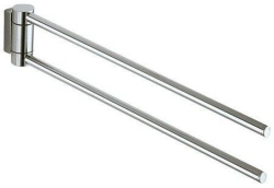 Полотенцедержатель Keuco Plan, двойной, 439 мм настенный, поворотный, латунь, для полотенец в ванную/туалет/душевую кабину, цвет хром