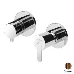 Смеситель для душа Cezares Leaf, встраиваемый, на 3 выхода, однорычажный, без излива, керамический, латунь, внутренний (скрытый монтаж), цвет Sunset PVD