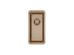 Мойка кухонная ALVEUS KOMBINO 10 MONARCH COPPER SAT-90 U 21,7х43,7х14 см, слив 90, врезная под столешницу, нержавеющая сталь с PVD покрытием, прямоугольная, цвет медь, без отверстия под смеситель